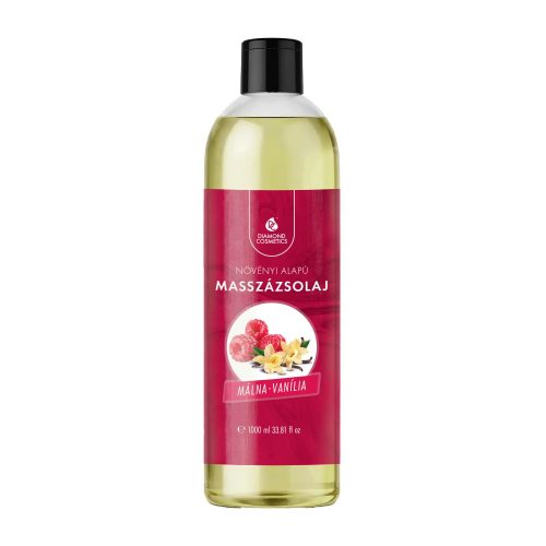 Diamond Cosmetics Málna–Vanília illatú masszázsolaj – 1 liter – Stresszcsökkentő és nyugtató hatású